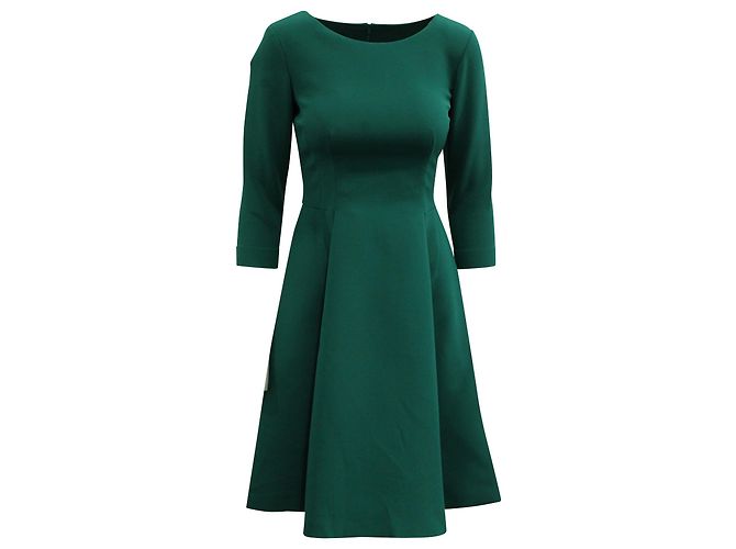 Alberta Ferretti Fit and Flare Kleid aus grüner Seide