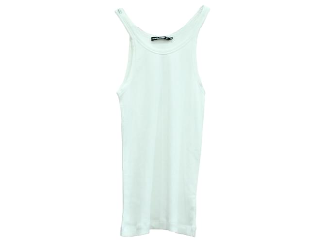 Dolce & Gabbana Ribbed Tank Top in White Cotton  ref.570949