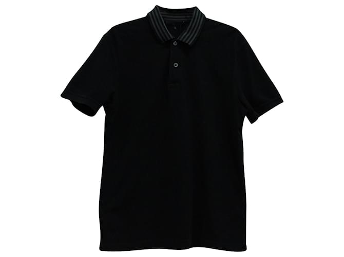 Gucci Polo-T-Shirt mit Rippstrickbesatz aus schwarzer Baumwolle  ref.570972