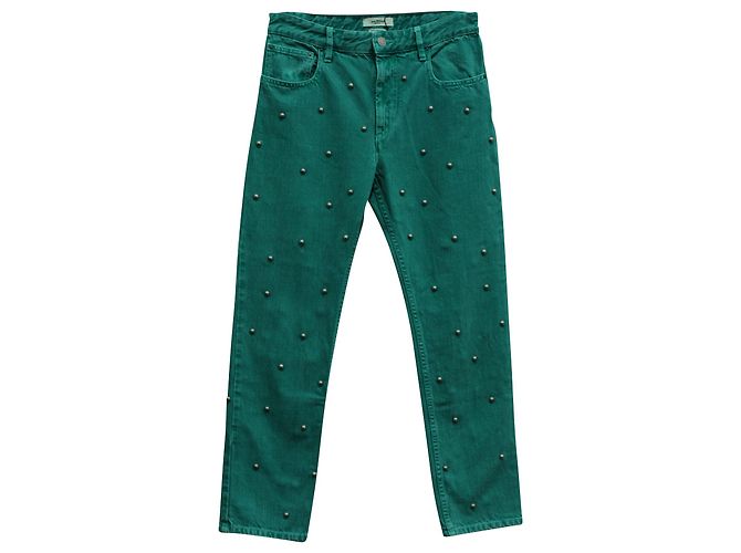 Vaqueros Isabel Marant Etoile Pearl Studded de algodón verde