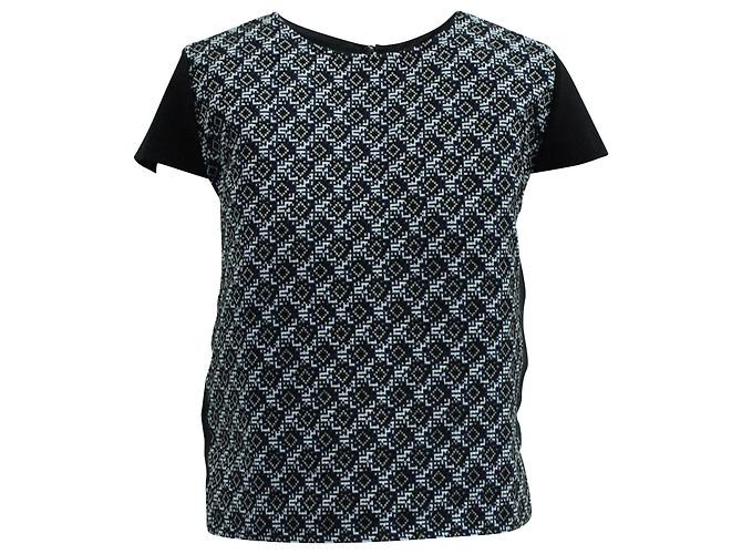 Blusa Estampada Maje en Seda Negra Negro