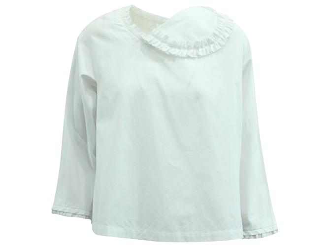 Blusa con ribete de volantes en popelina de algodón blanca de Comme des Garcons Blanco  ref.570998