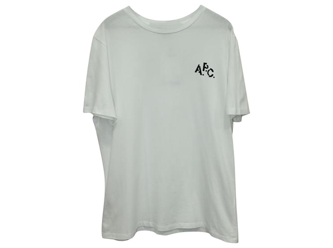 T-shirt à imprimé logo APC en coton blanc  ref.571003