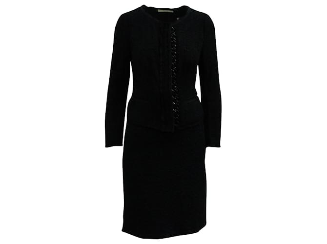 Prada Boucle-Rock-Anzug aus schwarzer Viskose Polyester  ref.571017