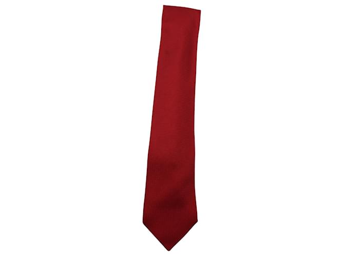 Cravate Hermès en Soie Rouge  ref.571024