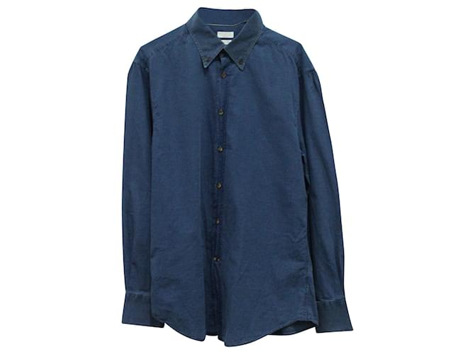Brunello Cucinelli Camisa de corte slim con botones en denim de algodón azul  ref.571037