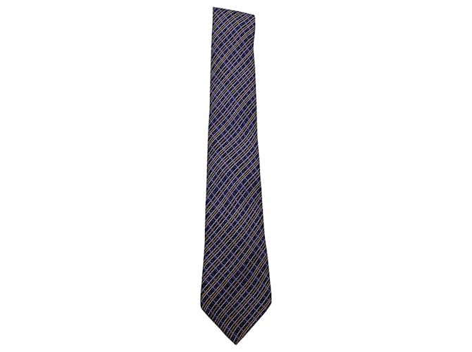 Hermès Hermes Krawatte mit geometrischem Muster aus mehrfarbiger Seide  ref.571042