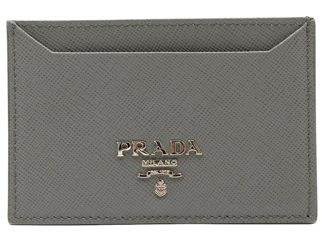 Prada Flat Business Card Holder in Grey Saffiano Leather ref.571043 Joli Closet