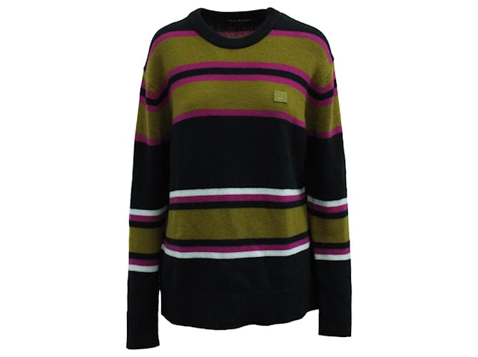 Autre Marque Acne Studios Nima Striped Knit Sweater in Multicolor Wool Python print  ref.571046