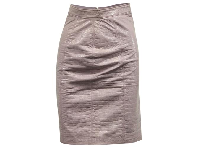MSGM Crocodile Effect Pencil Skirt in Pink Cotton  ref.571060