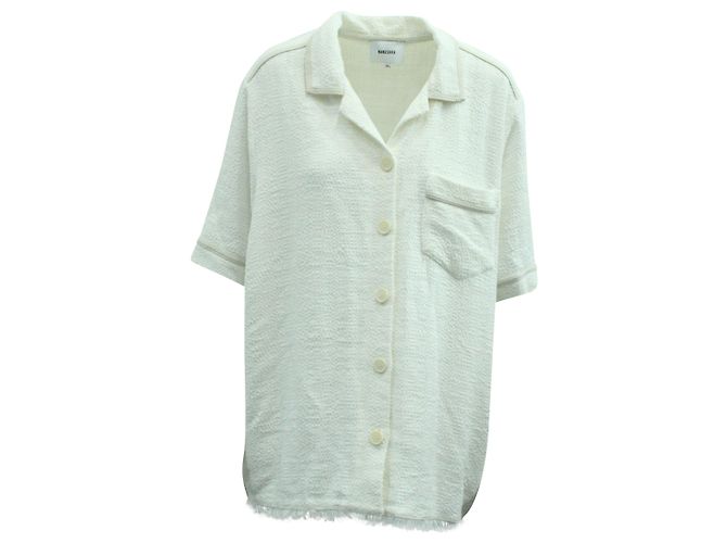 Nanushka Camicia testurizzata con una tasca in cotone bianco