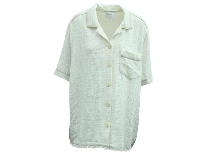 Nanushka One Pocket Textured Shirt in White Cotton  ref.571073
