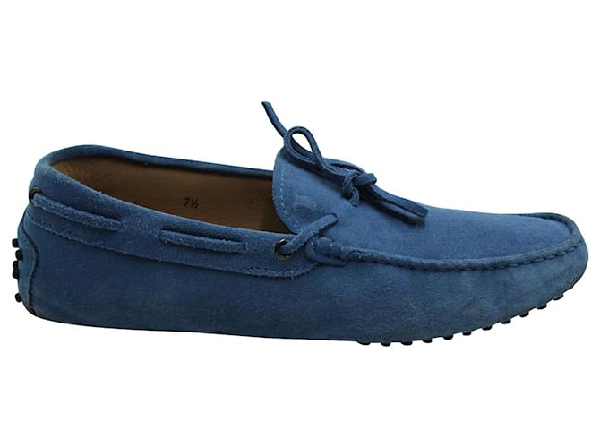 Tod's Tods Gommino Driving Shoes in Blue Suede  ref.571078