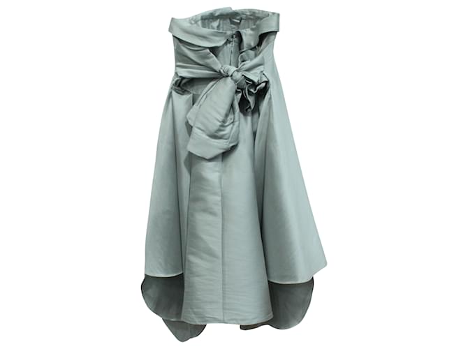 Alexis Mabille Bow-Detailed Satin-Twill Mini Dress in Grey Polyester  ref.571083