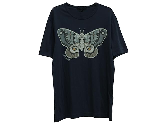 Gucci x Kris Knight Butterfly Tee Shirt in Navy Blue Cotton  ref.571091