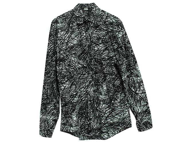 Balenciaga Noise Printed Long Sleeve Button-Up Shirt in Black Cotton  ref.571136