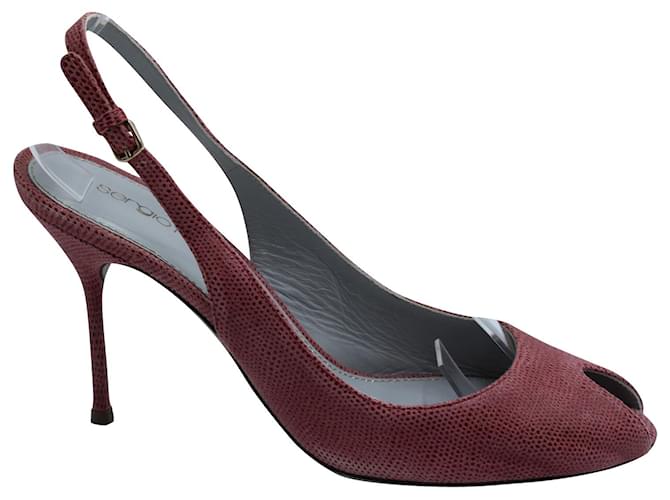 Zapatos de Salón Destalonados Peep-Toe Sergio Rossi en Cuero Rosa  ref.571138
