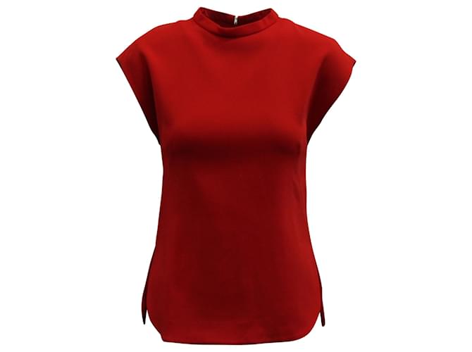 Day Balenciaga Mock Neck Sleeveless Blouse with Side Slit in Red Polyester  ref.571158 - Joli Closet