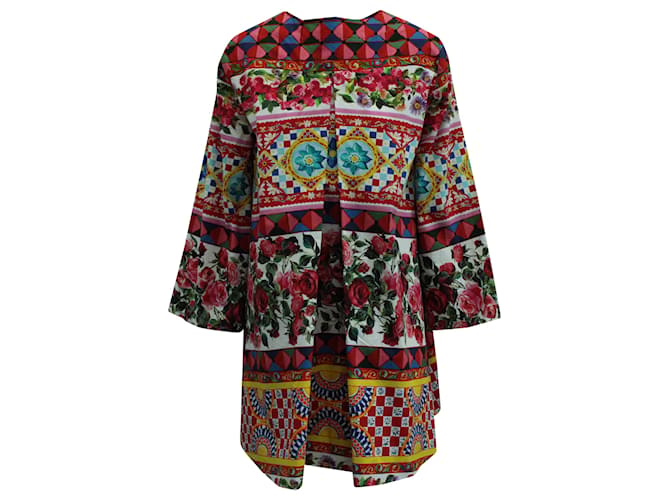 Dolce & Gabbana Robe à imprimés multiples en coton multicolore  ref.571161