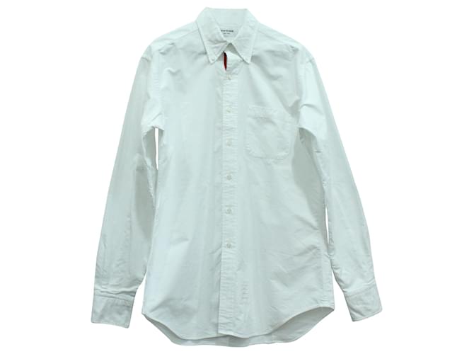 Camisa Oxford de algodón blanco con tapeta de grogrén de Thom Browne  ref.571167