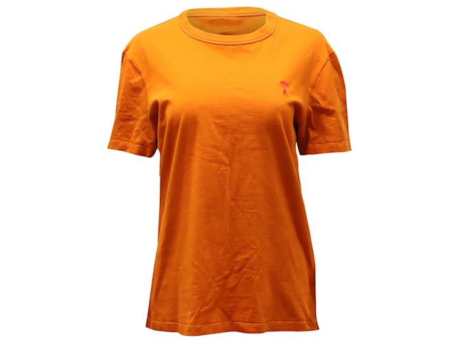 Autre Marque Ami Paris Ami de Coeur T-shirt in Orange Cotton  ref.571175