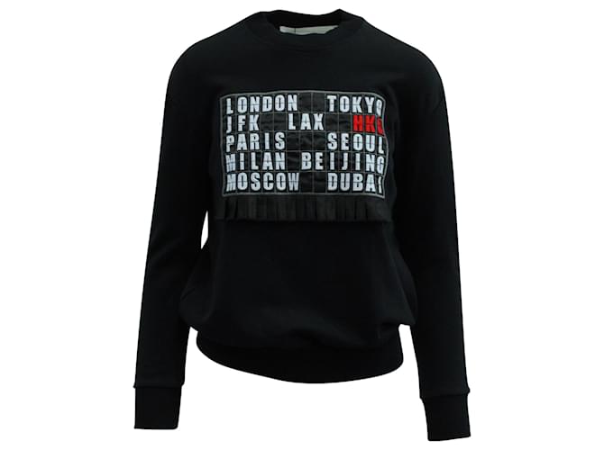 Victoria Beckham Crewneck Printed Sweater in Black Cotton  ref.571183