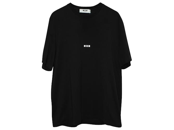 MSGM Logo-Print T-shirt in Black Cotton  ref.571197