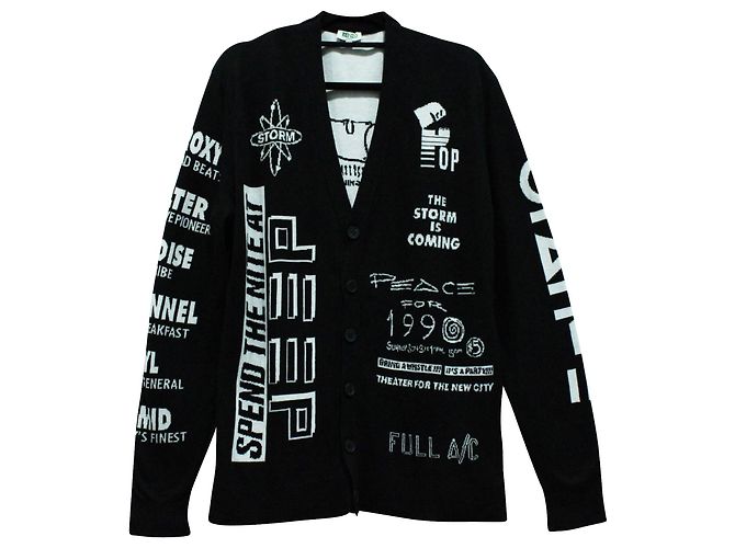 Kenzo House Reggae-Strickjacke aus schwarzer Baumwolle