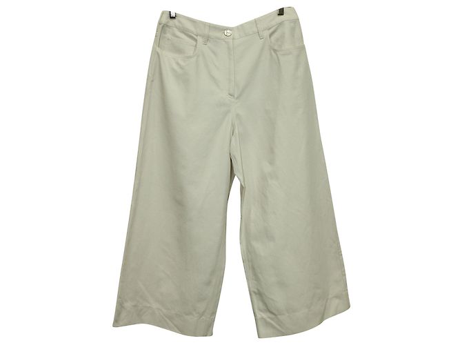 Pantalones capri de pernera ancha en algodón blanco Kenzo