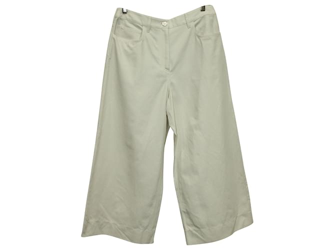 Pantalones capri de pernera ancha en algodón blanco Kenzo  ref.571225