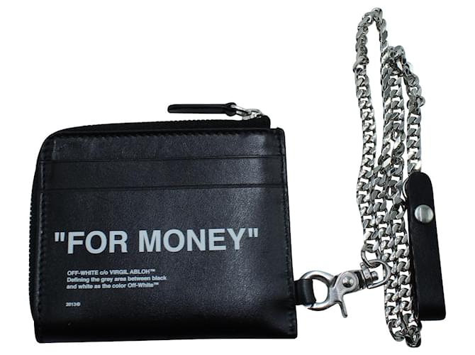 Off White Off-White "For Money" Chain Wallet in Black Leather  ref.571242