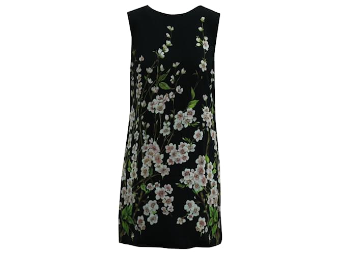 Estampa de flores brancas Dolce & Gabbana em viscose preta Preto Fibra de celulose  ref.571261