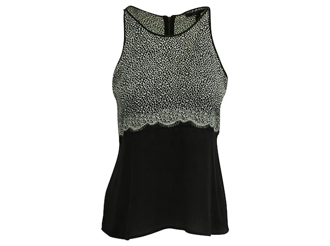 Bcbg Max Azria Top casual estampado en blanco y negro Poliéster  ref.571265