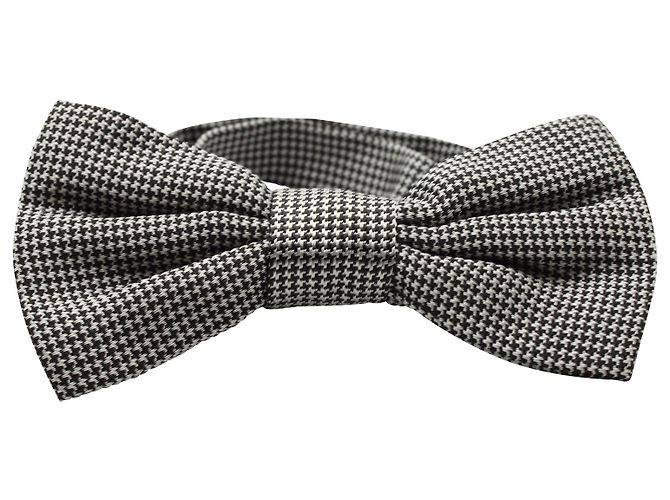 Dolce & Gabbana Houndstooth Fliege aus schwarzer und weißer Baumwolle