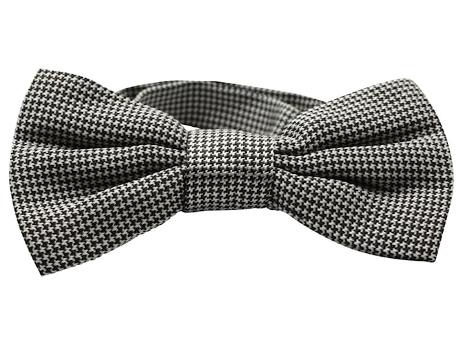 Dolce & Gabbana Houndstooth Bow Tie in Black and White Cotton   ref.571266