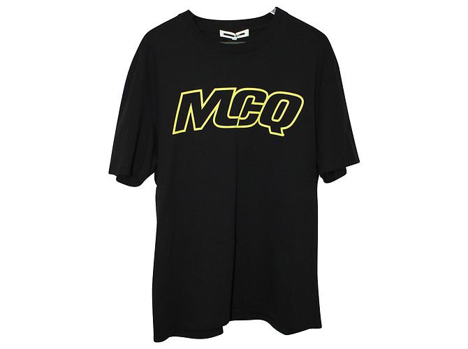 MCQ Logo Tee in Black Cotton