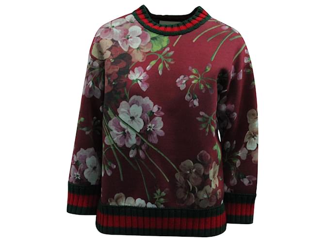 Gucci Blooms Sweater in Red Modal Cellulose fibre  ref.571314