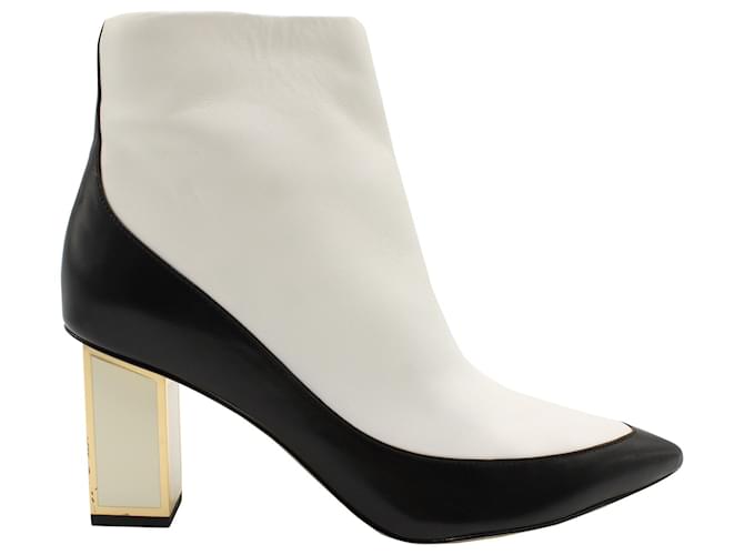 Diane Von Furstenberg Cainta Ankle Boots in White Leather  ref.571320