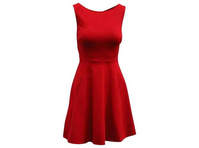 Kate Spade Ponte Fit & Flare-Kleid mit Schleife hinten in roter Viskose Zellulosefaser  ref.571361