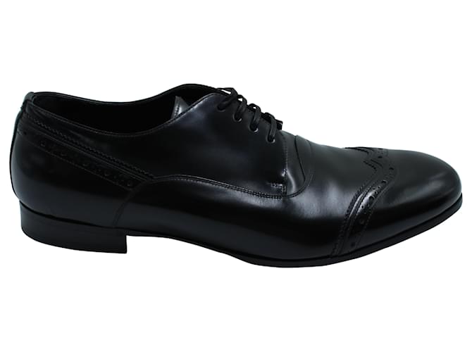 Zapatos Dolce & Gabbana con punta de ala en cuero negro  ref.571380