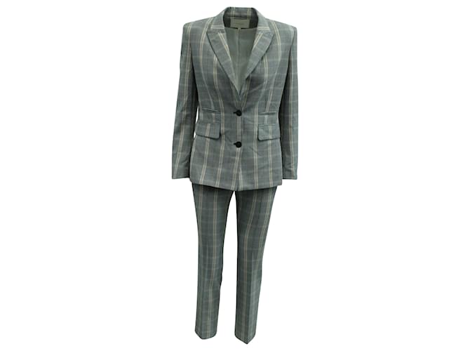 Maje Plaid Blazer and Pants in Grey Wool   ref.571392