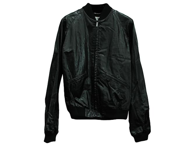 Saint Laurent Shiny Bomber Jacket in Black Cotton  ref.571393
