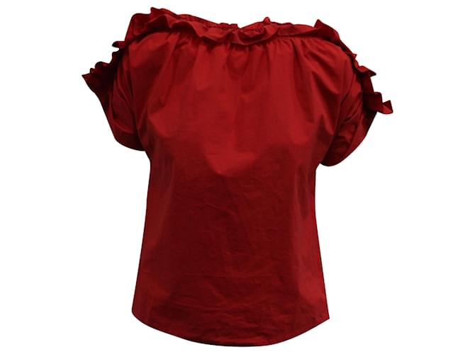 Top à volants MSGM en coton rouge  ref.571397