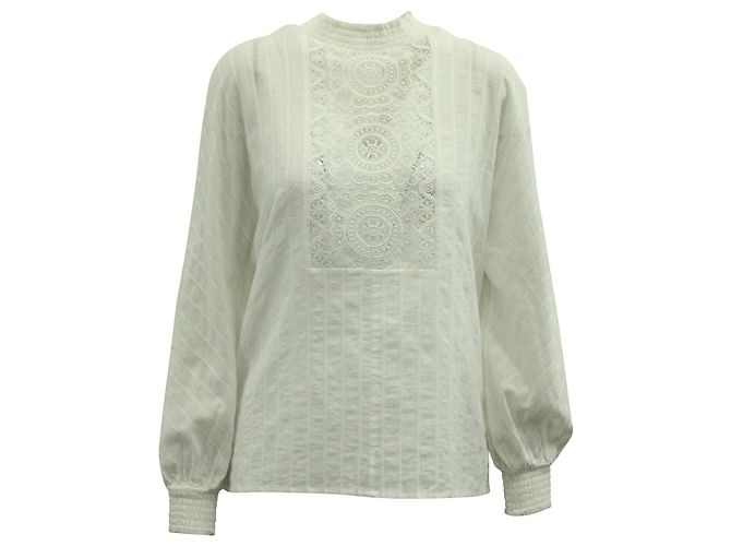 Blusa Maje Renda em Algodão Branco