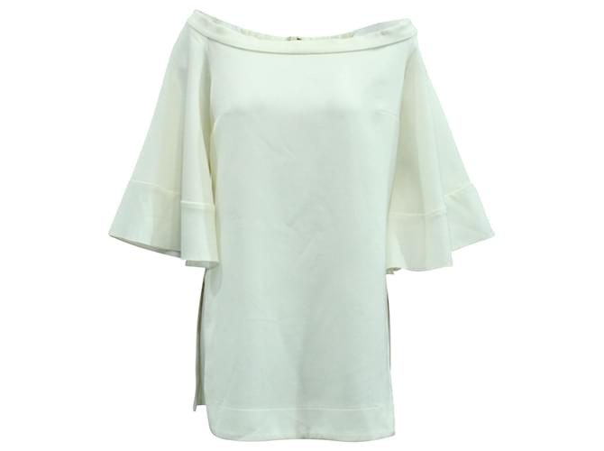 Ellery Elize Off-The-Shoulder Bell Sleeve Top in White Cotton  ref.571404