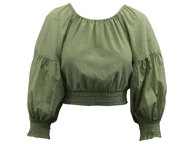 Blusa campesina de algodón verde con hombros descubiertos Azalea de Alice + Olivia  ref.571408