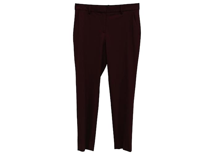 Theory Slim Fit Trousers in Burgundy Wool Red Dark red  ref.571414