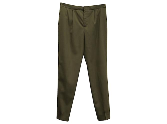 Chloé Tapered Pants in Khaki Green Wool  ref.571421
