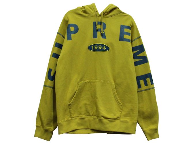 Supreme Logo Suprême 1994 Sweat à Capuche en Coton Jaune