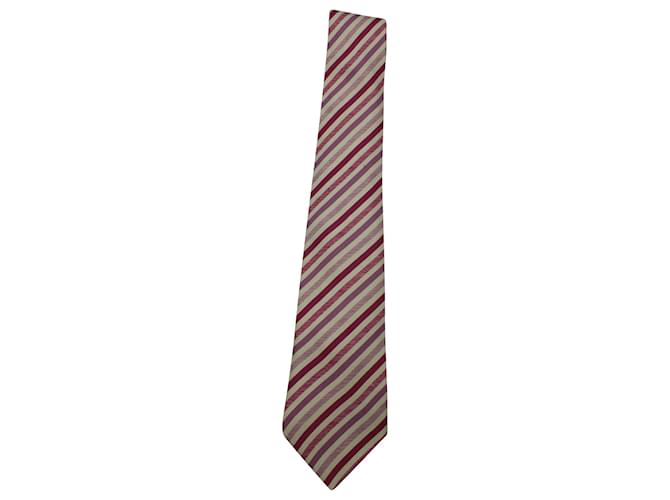 Hermès Krawatte mit Hermes-Streifenmuster, mehrfarbige Seide  ref.571436